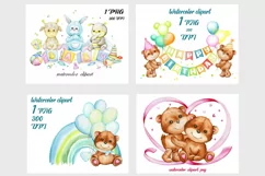 Teddy Bear Pink Balloons Rainbow PNG watercolor animal Clipa Product Image 5