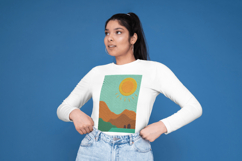 Sunny Mountain Landscape Minimalist Pillow Design Product Image 5