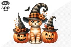 Halloween Cat And Pumpkin Sublimation - Clipart PNG Design Product Image 1