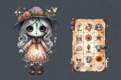 Watercolor Halloween Zombie Doll. PNG sublimation Product Image 2