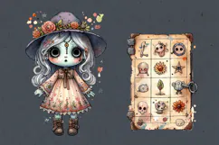 Watercolor Halloween Zombie Doll. PNG sublimation Product Image 2