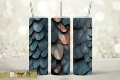 dark TEXTURE OF FEATHERS seamless tumbler wrap sublimation p Product Image 2