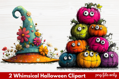 Whimsical Halloween Clipart ,Hand-Drawn Fall Holiday Product Image 1