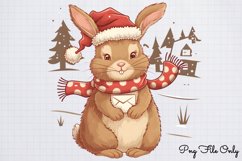 Woodland Christmas Bunny Sublimation Clipart PNG Product Image 1