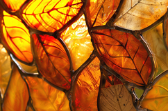 Autumn Stained Glass Leaf Background with Warm Golden Light Product Image 1