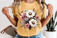 Vintage Floral Bouquet PNG Daisy Flowers Sublimation Design Product Image 5