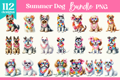 Cute Summer Dog Clipart | Floral Dog Sublimation Bundle Product Image 5