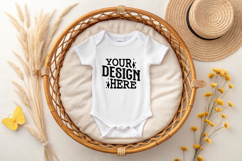 Baby Bodysuit White Mockups, Bodysuit Mockup Product Image 1