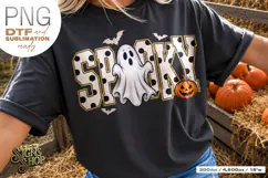 Spooky Ghost PNG DTF Preppy Halloween Polka Dot Design Product Image 4