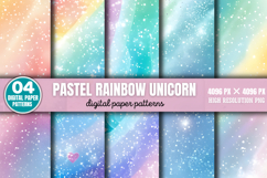Pastel RainBow Unicorn Paper Pattern PNG Product Image 1