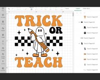 Trick or Teach svg, Halloween shirt, Retro svg, Ghost svg Product Image 6
