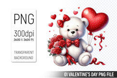 Valentine&#039;s Cute Bear Clipart PNG, Bear Graphic For Crafts Product Image 1