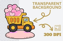 Glitter Dump Truck with Hearts PNG Product Image 3