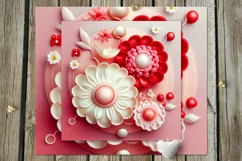 3D papercut red & white Flowers | 8 Skinny tumbler designs Product Image 5