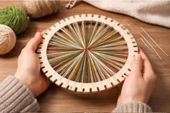 Weaving loom round 8 inch comb needle laser cut digital file Product Image 5