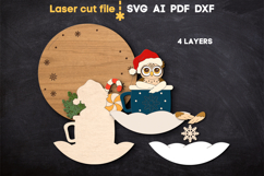 Christmas Snow Globe Owl SVG laser cut file for Glowforge Product Image 5