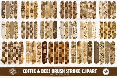 Coffee &amp; Bees Brush Stroke Clipart Product Image 1