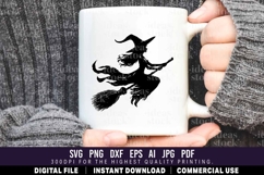 Flying Witch Silhouette SVG. Halloween Witch SVG. Product Image 5