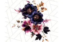 Gothic Floral PNG, Dark Aesthetic Flowers Clipart Print Product Image 5