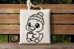 A Goose Drinking Coffee Svg, Cute Goose Svg, Cozy Vibes Svg. Product Image 5