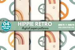 Hippie Retro Digital Paper Background Bundle PNG Product Image 6
