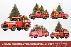 Red Christmas Truck Sublimation Clipart Product Image 1