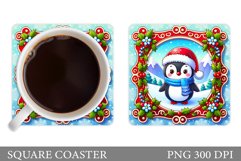 Christmas Penguin Coaster. Christmas Coaster Sublimation Product Image 1