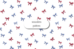 Patriotic Bows Seamless Pattern Red Blue Ribbon Print Product Image 1