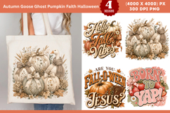 Autumn Goose Ghost Pumpkin Faith Halloween Sublimation PNG Product Image 1