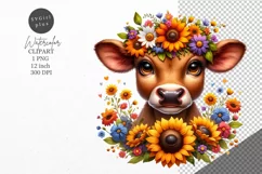 Farm animals clipart, Cow clipart, Sunflowers Product Image 1
