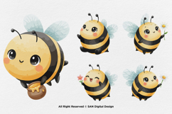 15 Bundle Watercolor Cute Bee Baby Honey Hive Sting Buzz Product Image 5