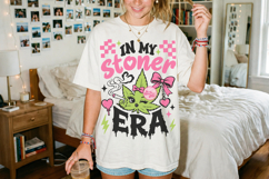 Coquette Stoner Girl PNG, Weed Lover Skull Pink Retro Girly Product Image 5