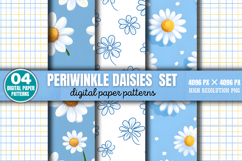 Periwinkle Daisies Set Digital Paper PNG Product Image 1