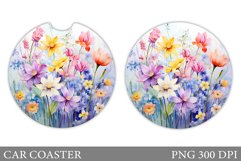 Wildflowers Car Coaster Sublimation. Flowers Car Coaster Product Image 1
