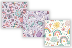Cute Back to School Digital Paper, Seamless Kawaii Pattern Product Image 5