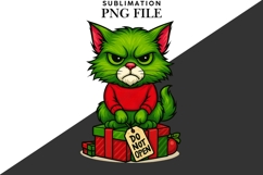 Green funny Christmas cat png design for T-shirts Product Image 2