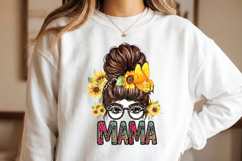 Mama Messy Bun PNG sublimation | Mother's Day PNG T-Shirt Product Image 3