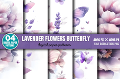 Lavender Flowers Butterfly Backgrounds Bundle PNG Product Image 6