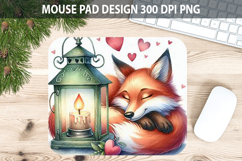 Watercolor Fox Mouse Pad Sublimation - Valentines PNG Product Image 1
