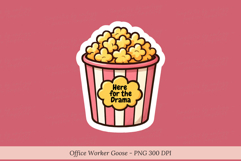 Here for the Drama&quot; Funny Popcorn Clipart Product Image 1