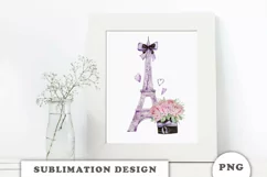 Watercolor Eiffel Tower with roses Sublimation PNG Product Image 5