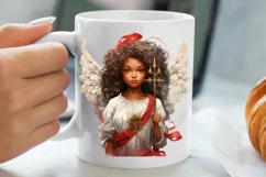 Christmas Black Angel Clipart, Christmas Angel Clipart Product Image 1