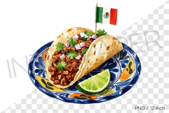 Delicious festival style Mexican taco plate PNG Clipart Product Image 1
