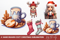 Hand Drawn Cozy Christmas Sublimation Christmas Clipart Product Image 1
