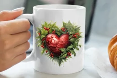 Christmas Hearts Watercolor Clipart, Christmas PNG Product Image 5