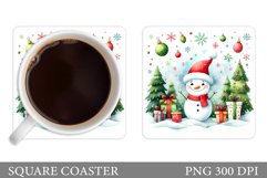 Cute Snowman Coaster Sublimation. Christmas Coaster Design Product Image 1