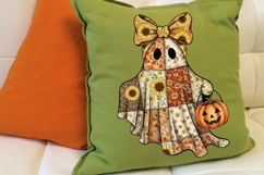 Boho Patchwork Ghost Png, Preppy Cute Halloween Ghost Png. Product Image 5