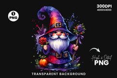 Halloween Gnome Clipart, Halloween Sublimation, Gnome Witch Product Image 2