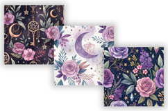 Cute Purple Flowers Pattern Bundle, Seamless Watercolor Product Image 5