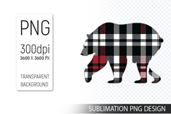 Cute Christmas Bear , Animal Sublimation Clipart PNG Product Image 1